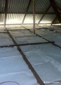 New insulation installed in a ceiling